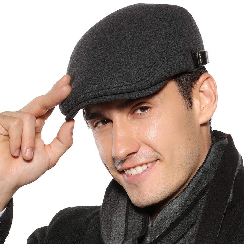 Sumolux Mens Newsboy Cap Winter Beret Hat Cabbie Flat Cap - Image 1